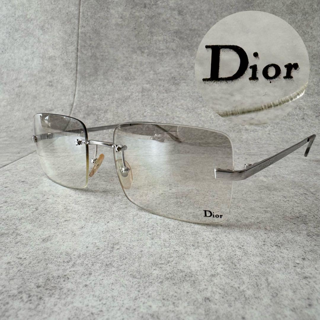 クリスチャンディオール　サングラス　リムレス　ロゴ　シルバー金具　ケース