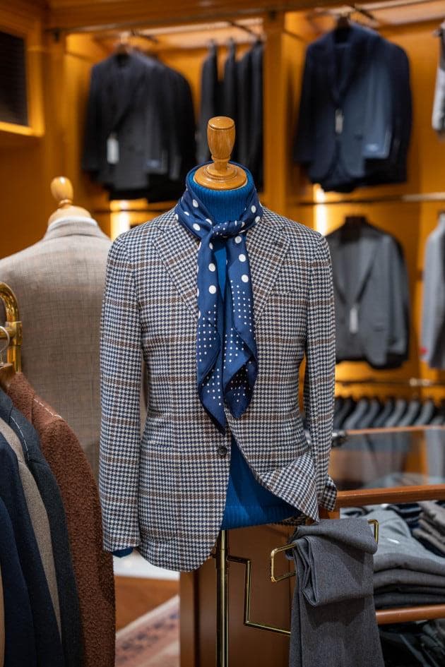 BEAMS F シルクドットスカーフ ネイビー ビームスF 西口修平