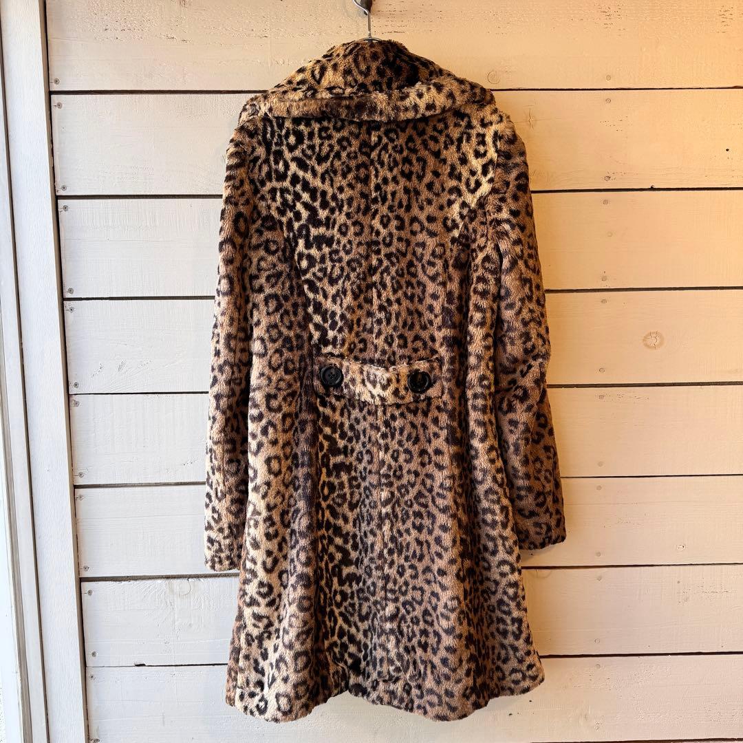 ビンテージ フェイクファー ヒョウ柄 コート 古着 レトロ Y2K