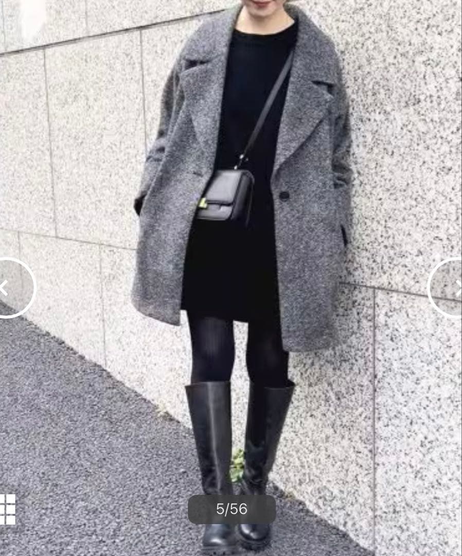 Spick & Span Wスライバーヘリンボーンミドルコート