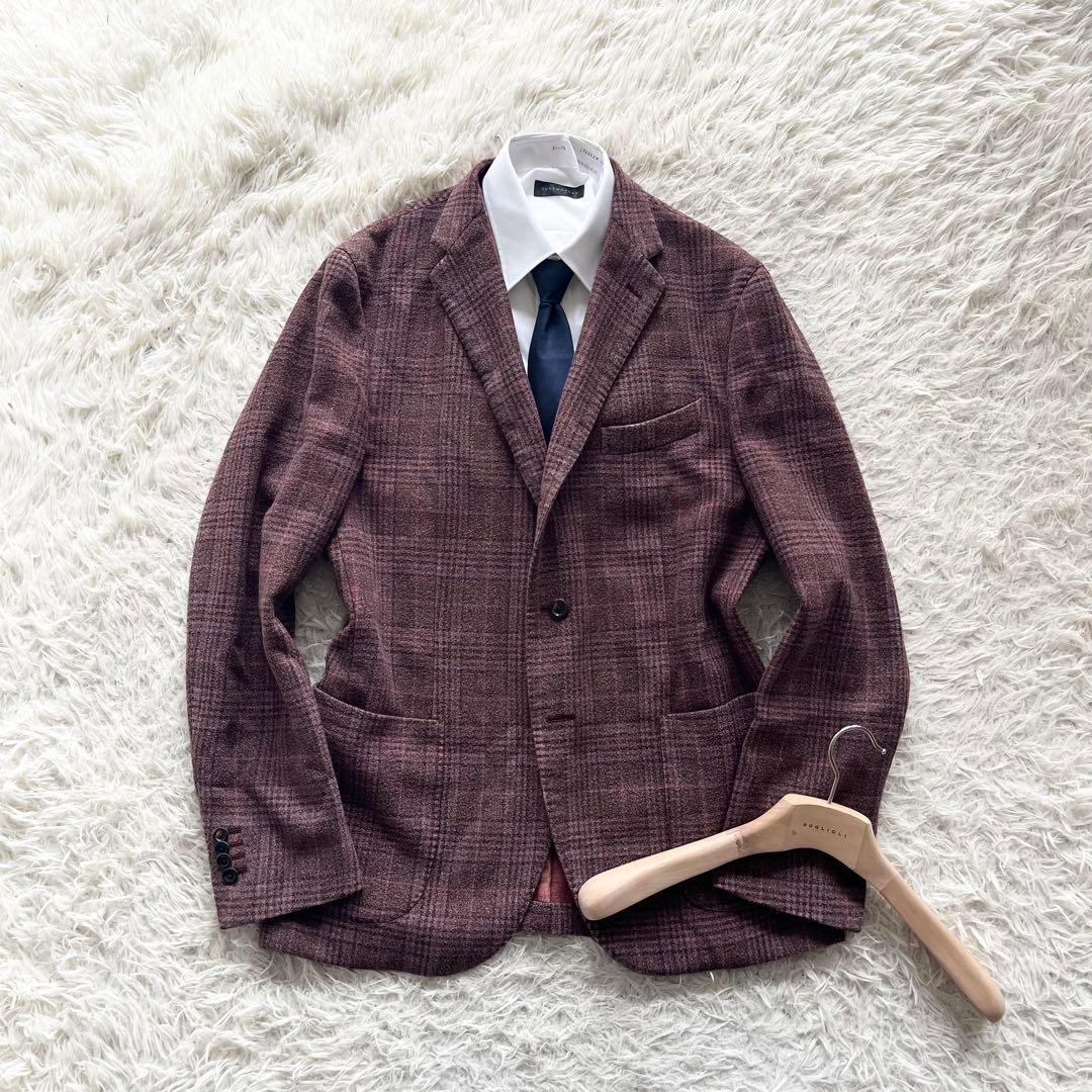 <美品>BOGLIOLI K.JACKETボルドー シルクウール ジャケット54