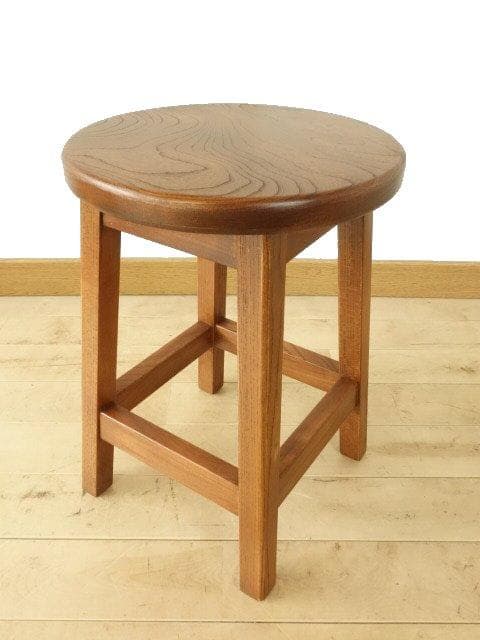 北海道手作り家具　ケヤキ（欅）材　スツールＢ　座面一枚板