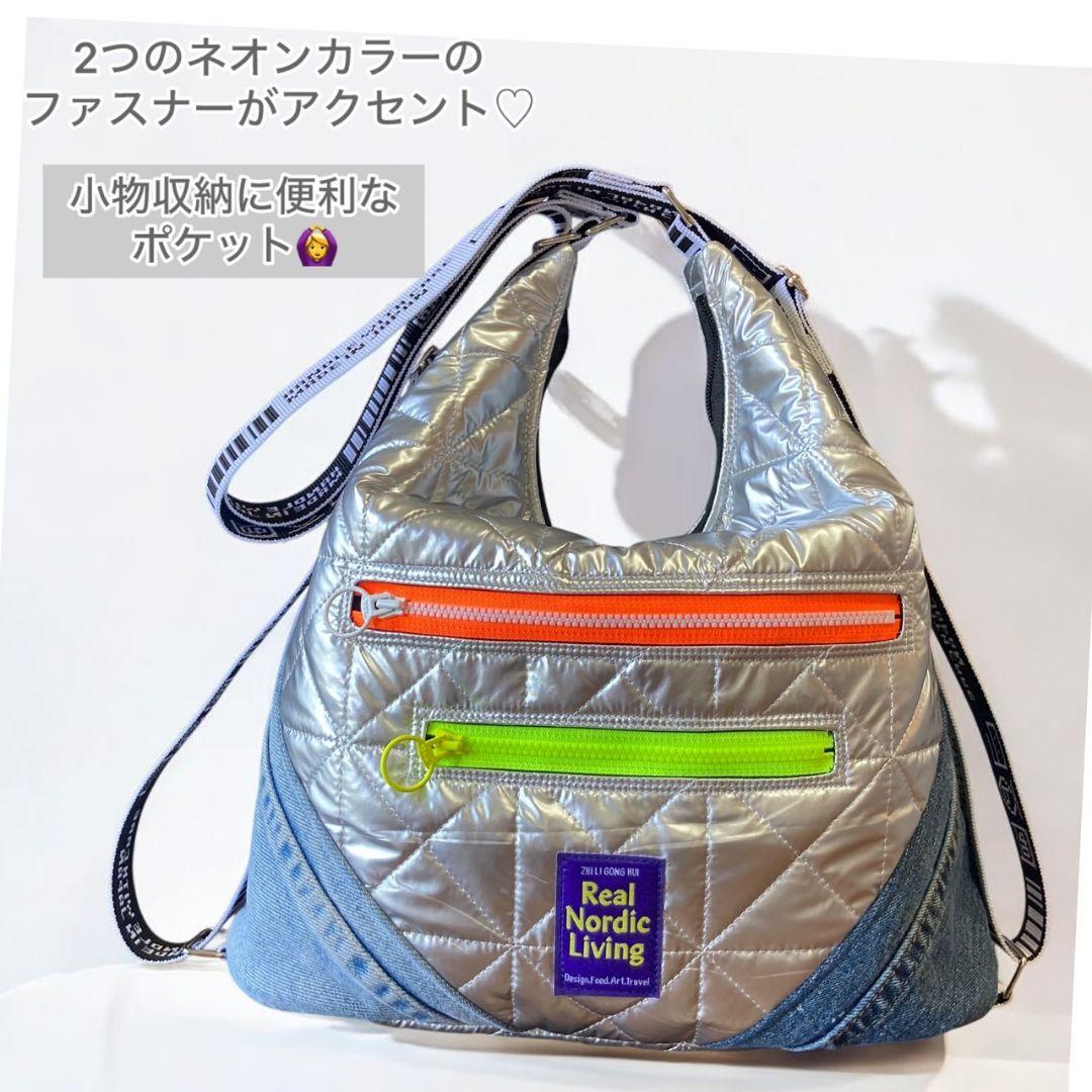 Mサイズ／3way bag／silver×デニム
