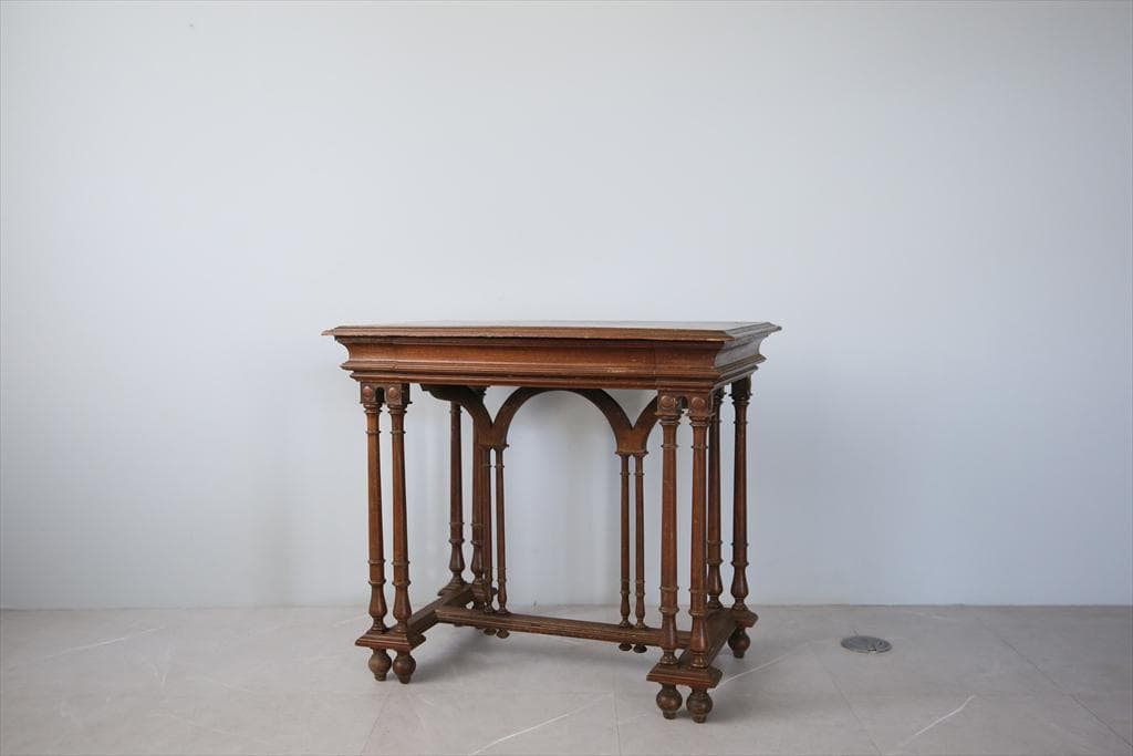 フランスアンティーク古木ダイニングテーブル/木製机/作業台/デスク(90-165