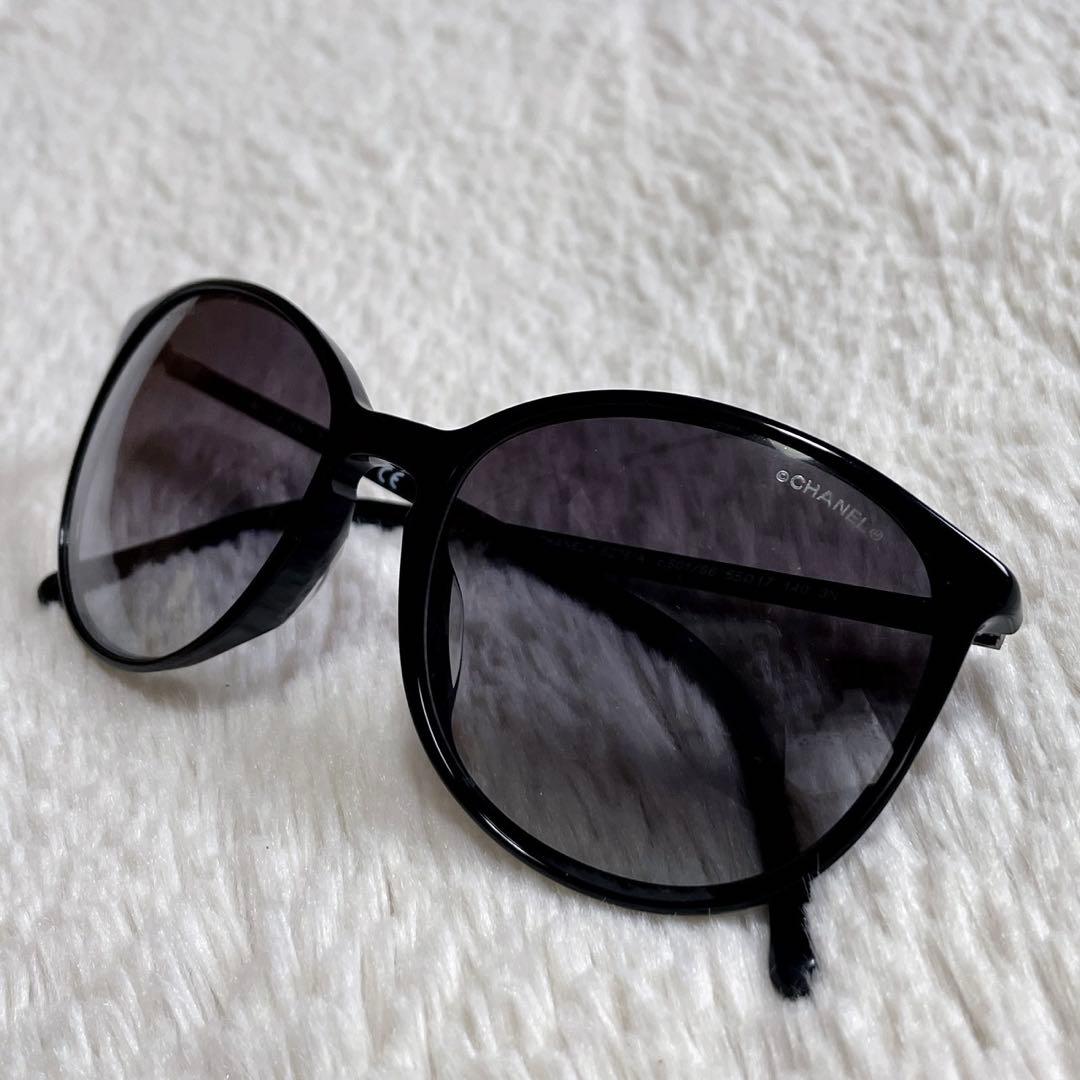 極美品 CHANEL シャネル ブラックフレーム 黒 サングラス ココマーク