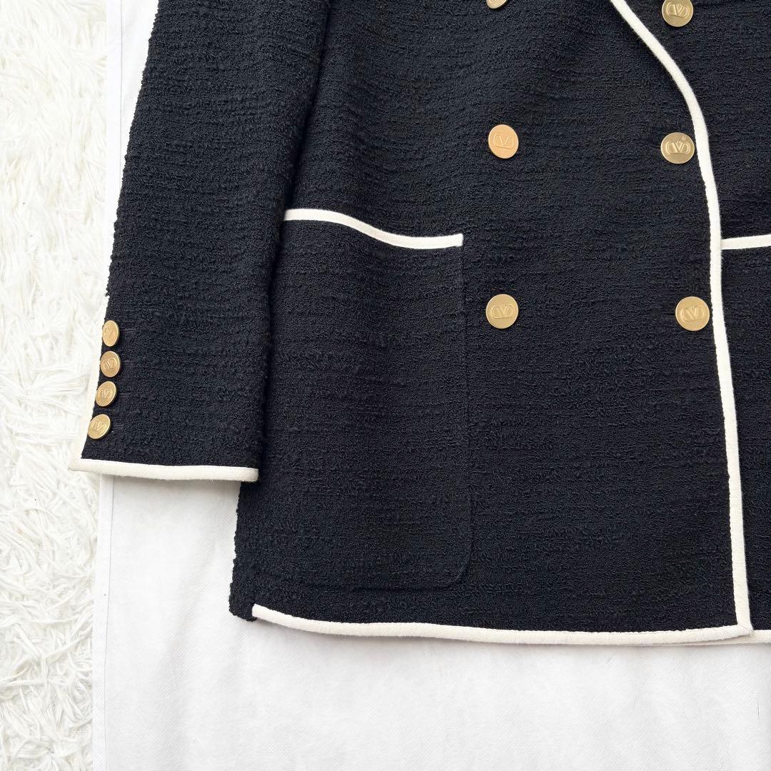 ヴァレンティノ 2022 パイピング ツイードジャケット ダブルボタン 金ボタン