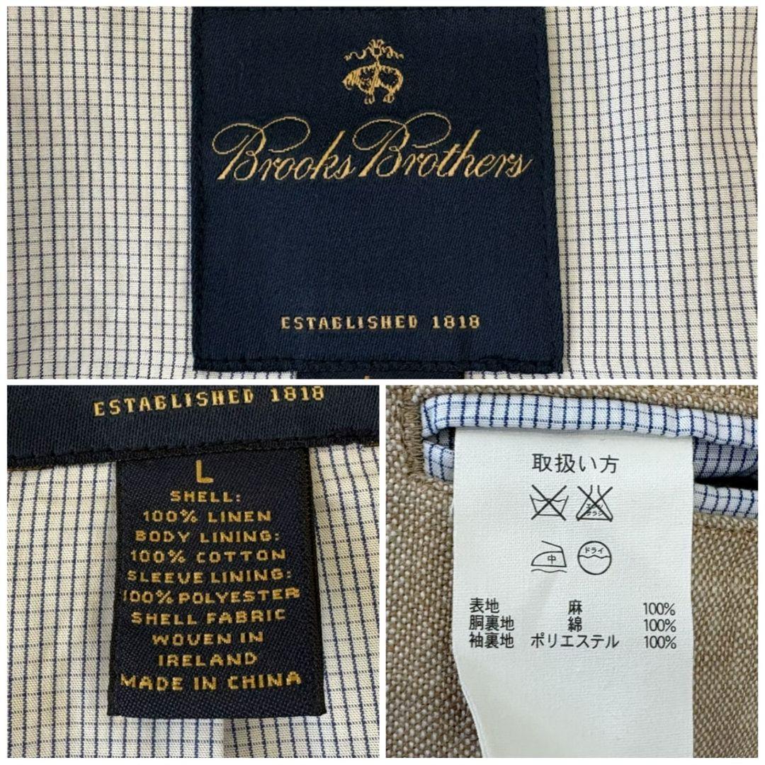 ブルックスブラザーズ テーラードジャケット リネン アンコン ベージュ L