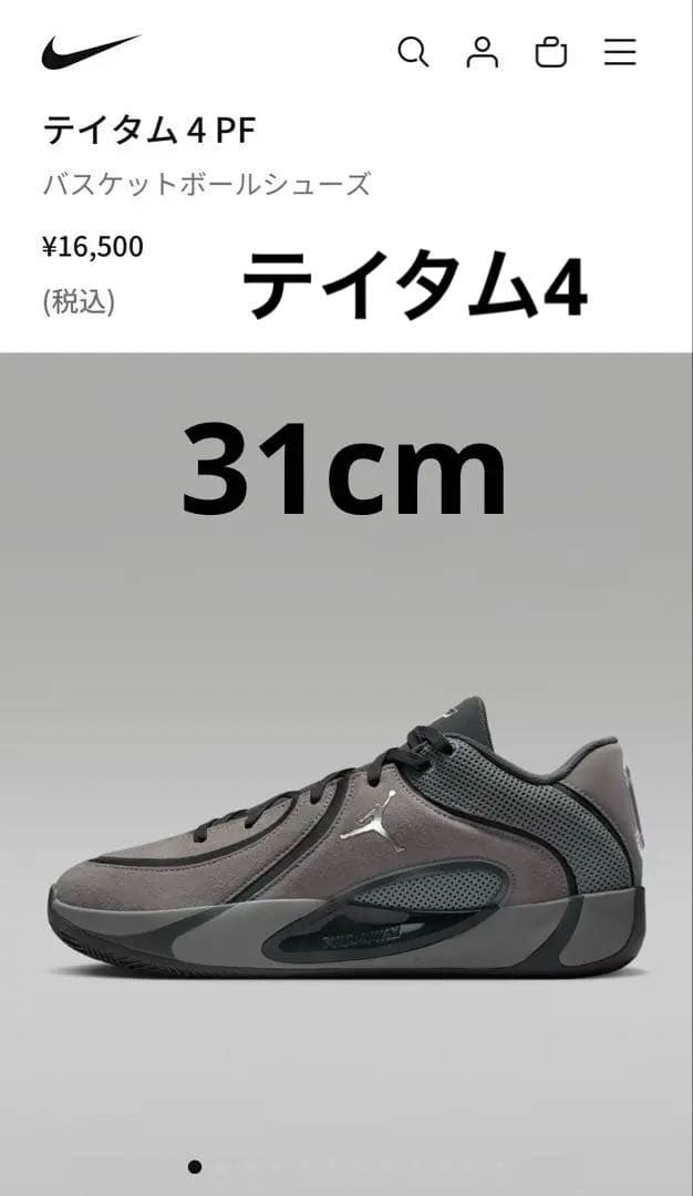 Jordan テイタム 4 スモークグレー バスケットボールシューズ　31cm