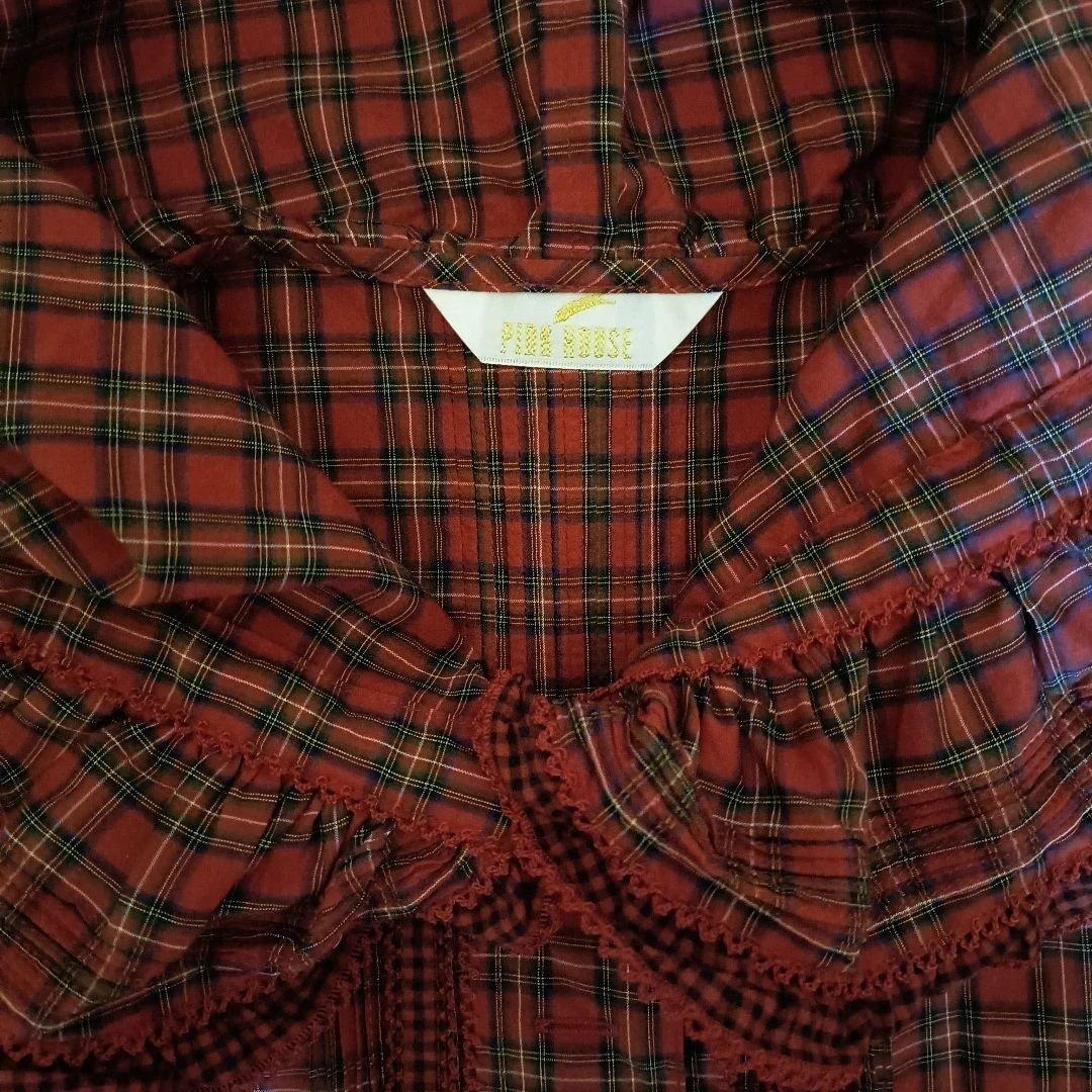 ピンクハウス半袖タータンチェックフード付きワンピース（未使用に近い）