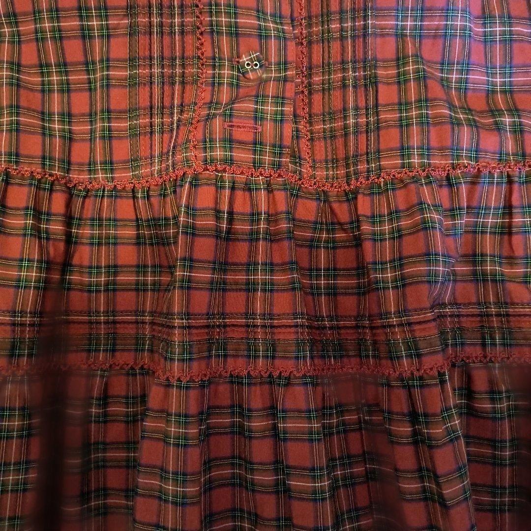 ピンクハウス半袖タータンチェックフード付きワンピース（未使用に近い）