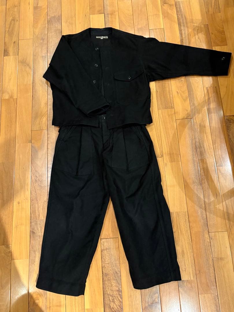 haversack モールスキンノーカラージャケット　ワイドパンツ　セットアップ