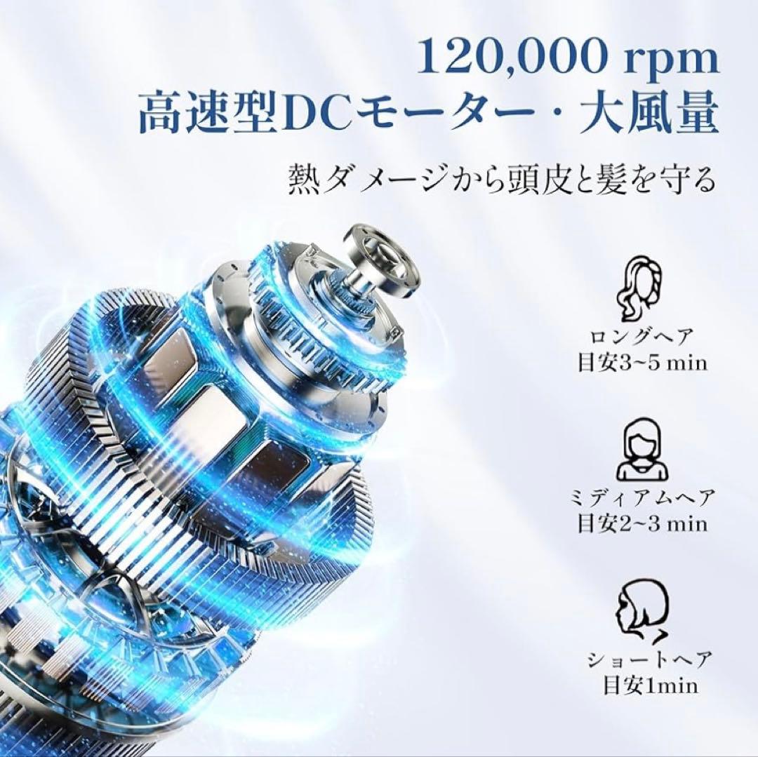 くるくるドライヤー5in1多機能高速ドライヤーマイナスイオンアタッチメント付き