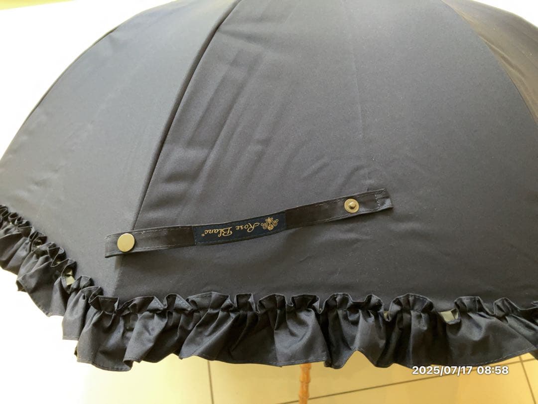 芦屋ロサブラン　日傘晴雨兼用 遮光フリル付き　ネイビーUVカット　未使用に近い