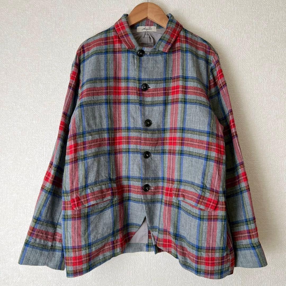 ICHI Antiquites リネンウールタータンチェックジャケット