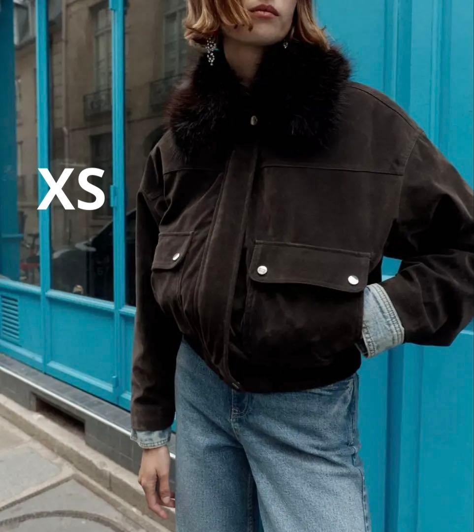 ZARA フェイクファーラペルオーバーサイズボンバージャケット 新品、未使用