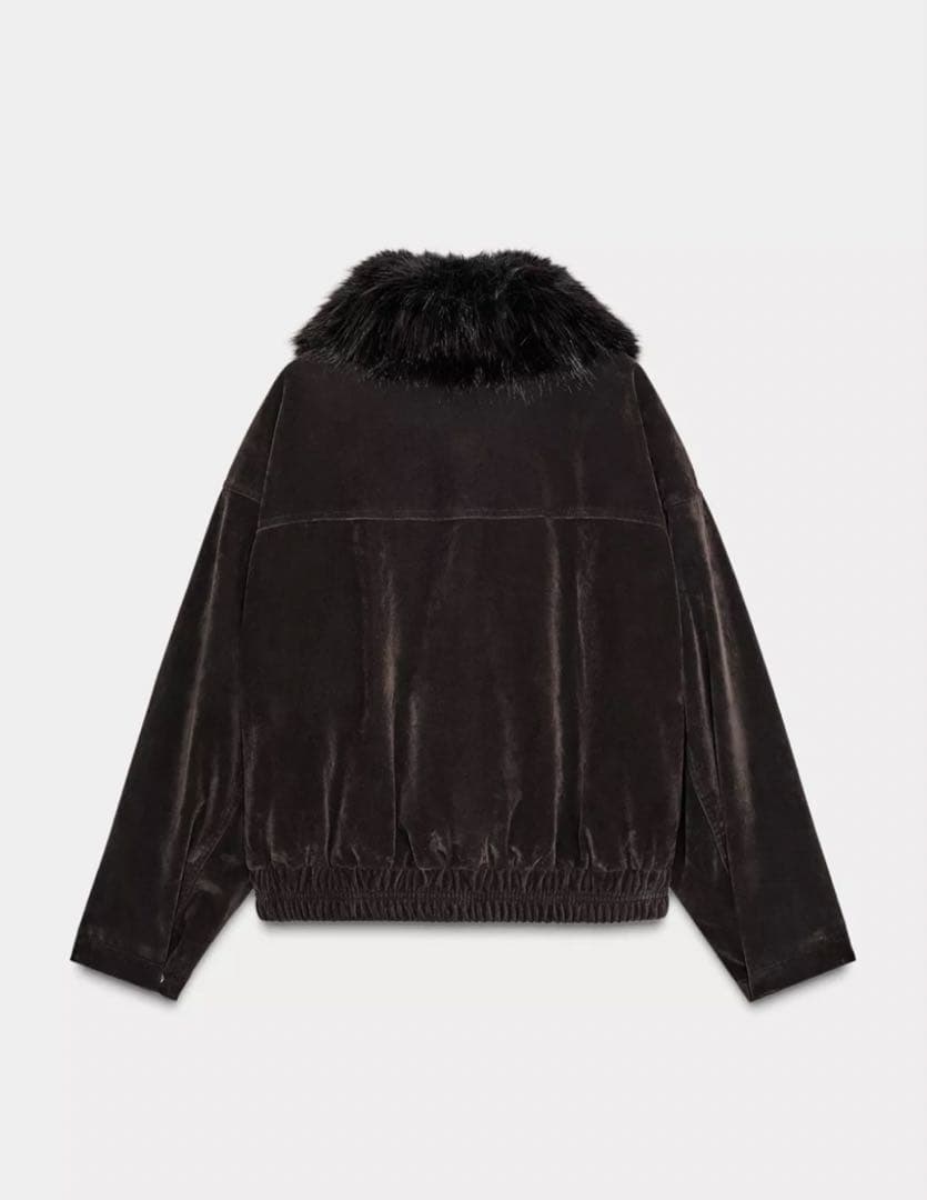 ZARA フェイクファーラペルオーバーサイズボンバージャケット 新品、未使用