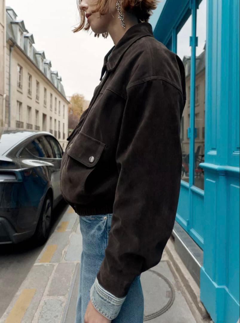 ZARA フェイクファーラペルオーバーサイズボンバージャケット 新品、未使用