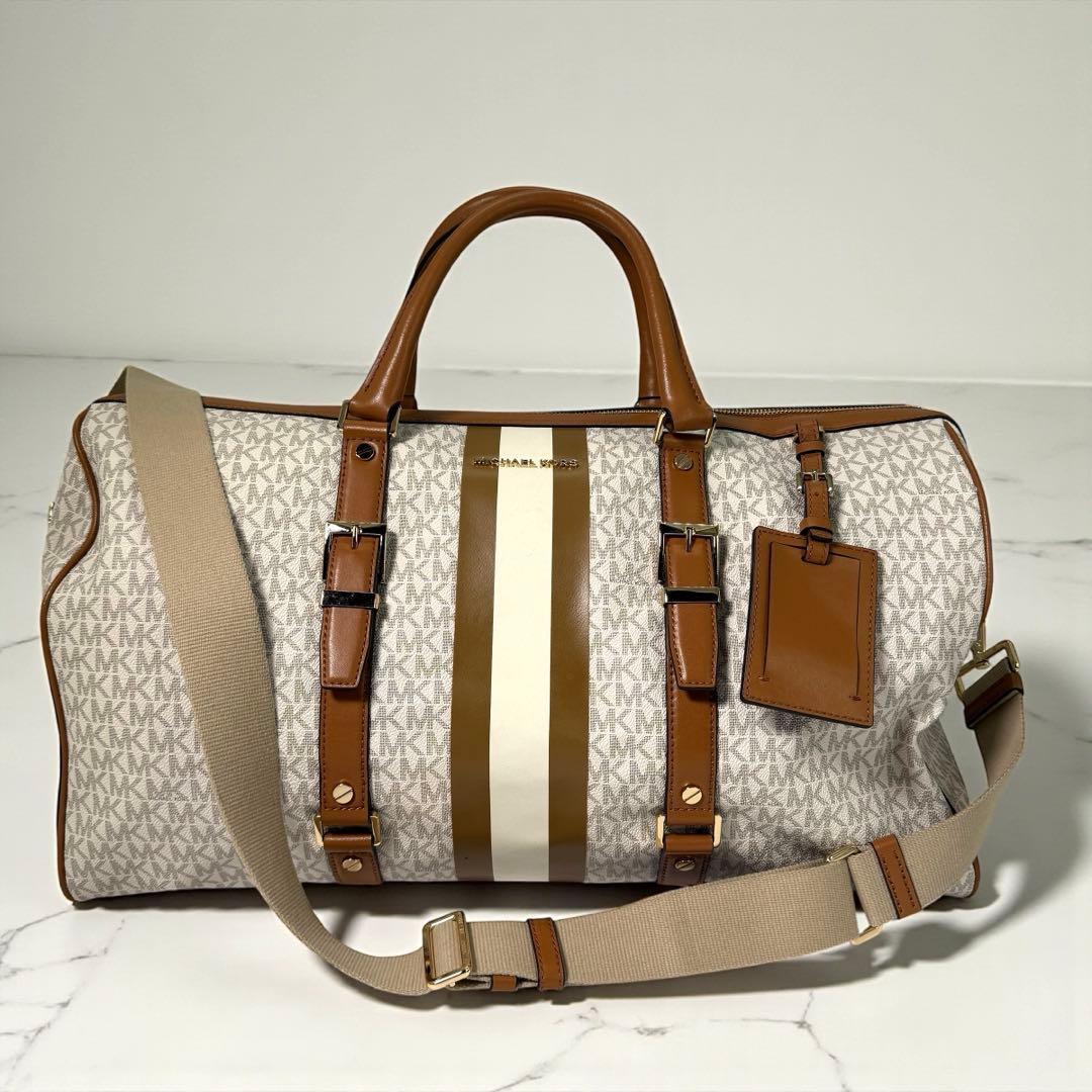 《未使用級》マイケルコース ボストンバック 特大 大容量 レザー シグネチャー