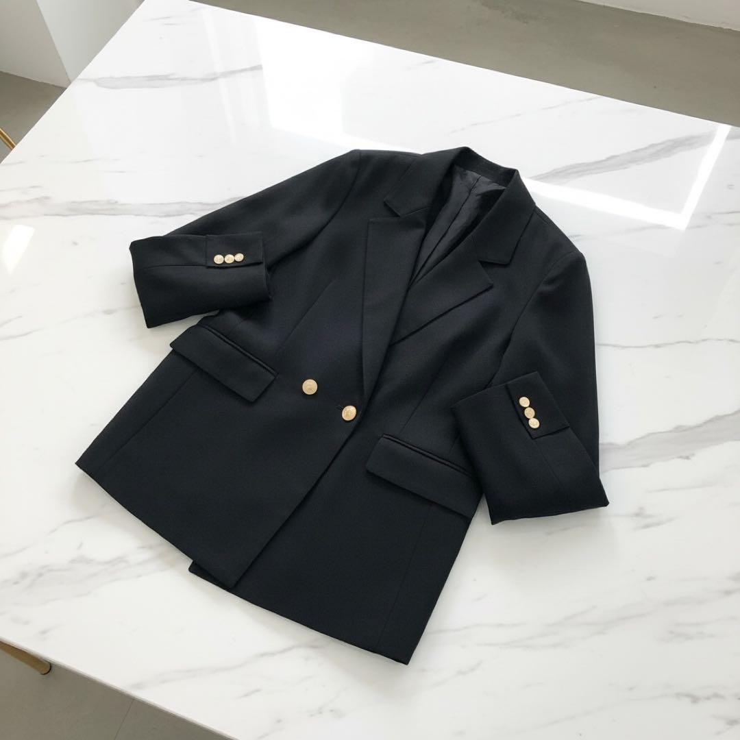 25ss 極美✨マカフィー ウールギャバジンダブルブレストジャケットネイビー36