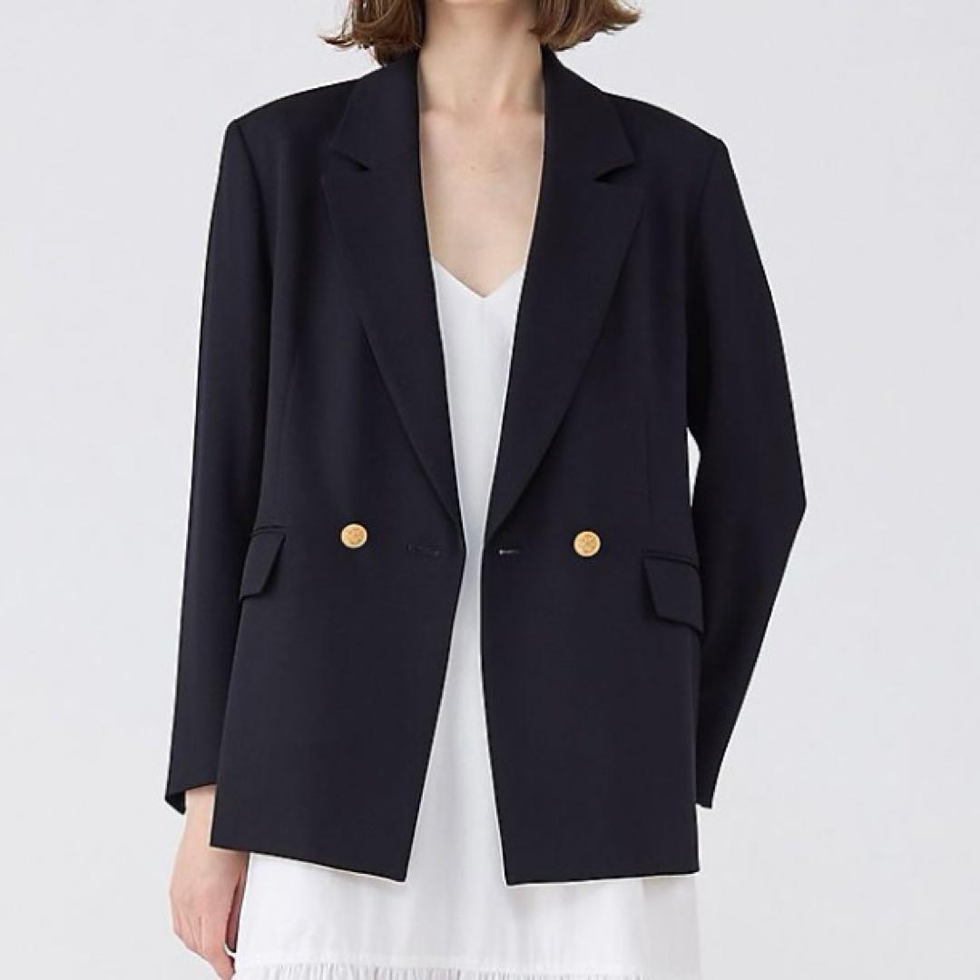 25ss 極美✨マカフィー ウールギャバジンダブルブレストジャケットネイビー36