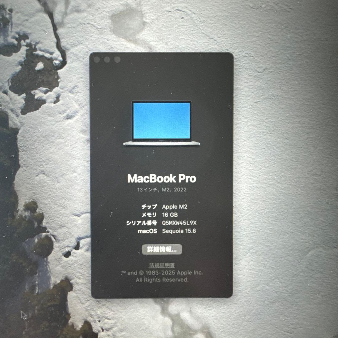 【美品2022年M2・16GB】MacBook Pro 13インチ512GB