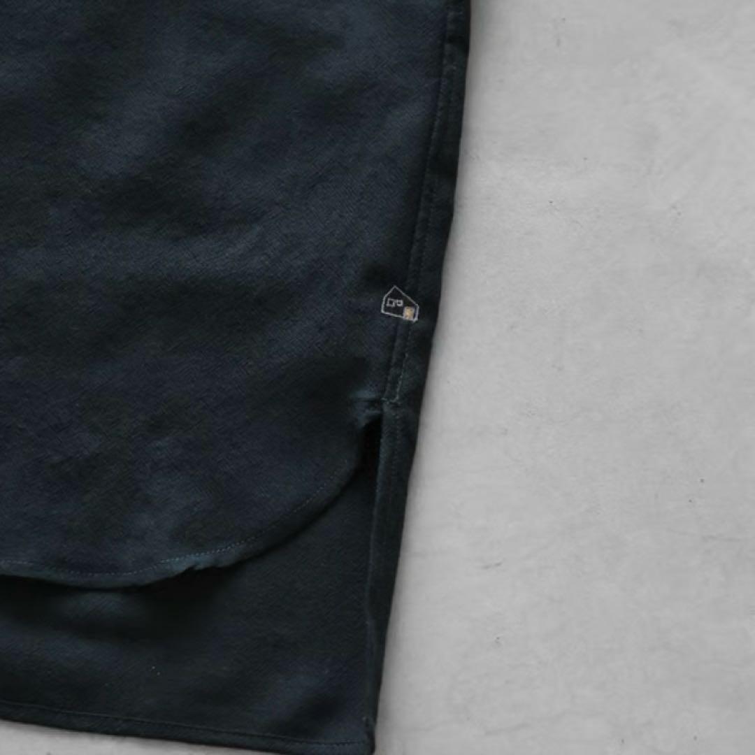 HUIS/ 遠州織物ウォッシャブルウール バンドカラー オーバーシャツ