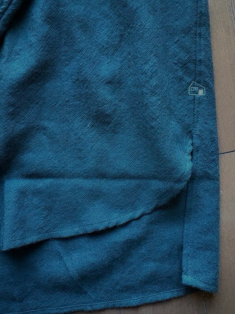 HUIS/ 遠州織物ウォッシャブルウール バンドカラー オーバーシャツ