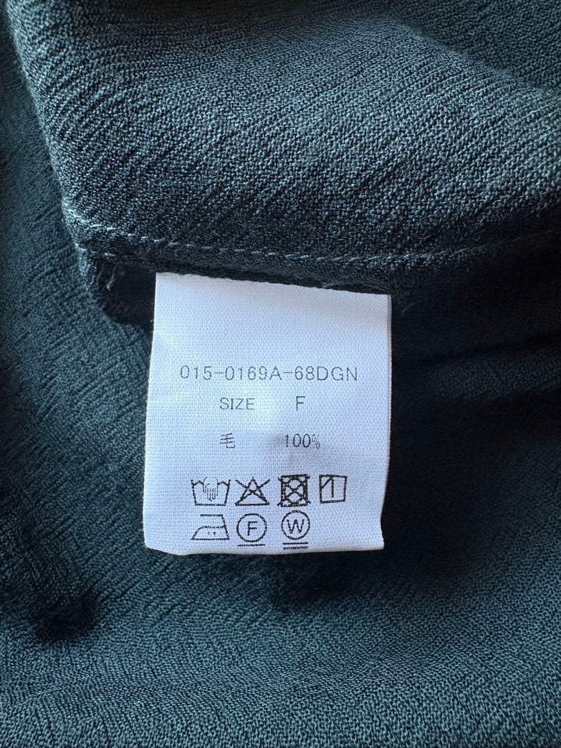 HUIS/ 遠州織物ウォッシャブルウール バンドカラー オーバーシャツ