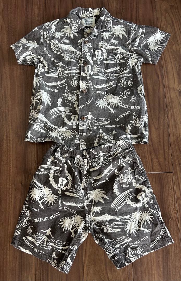 デニムダンガリー＋ロンハーマンコラボ　アロハシャツハーフパンツセットアップ130