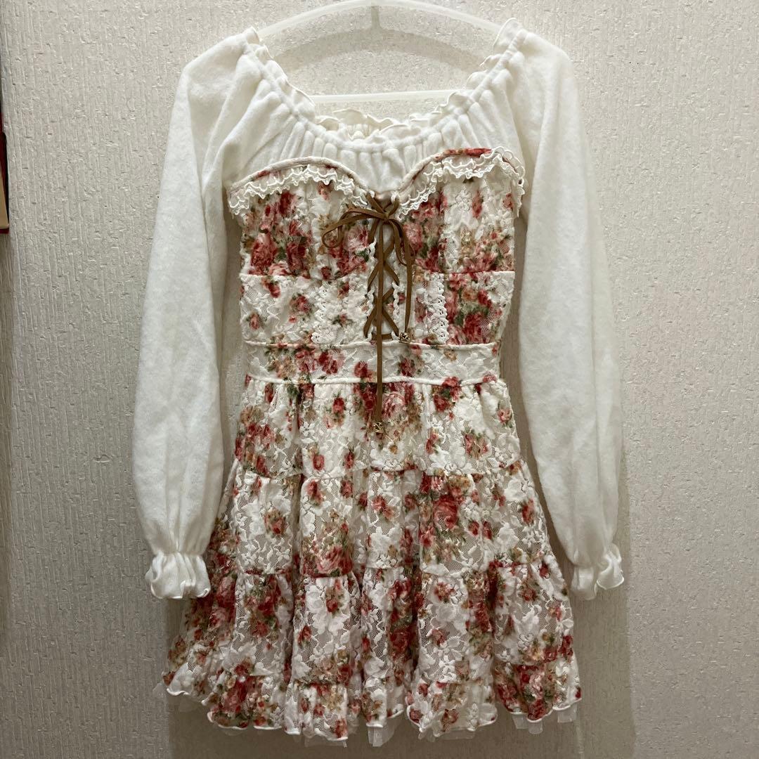 Liz Lisa 花柄レース長袖ミニワンピース