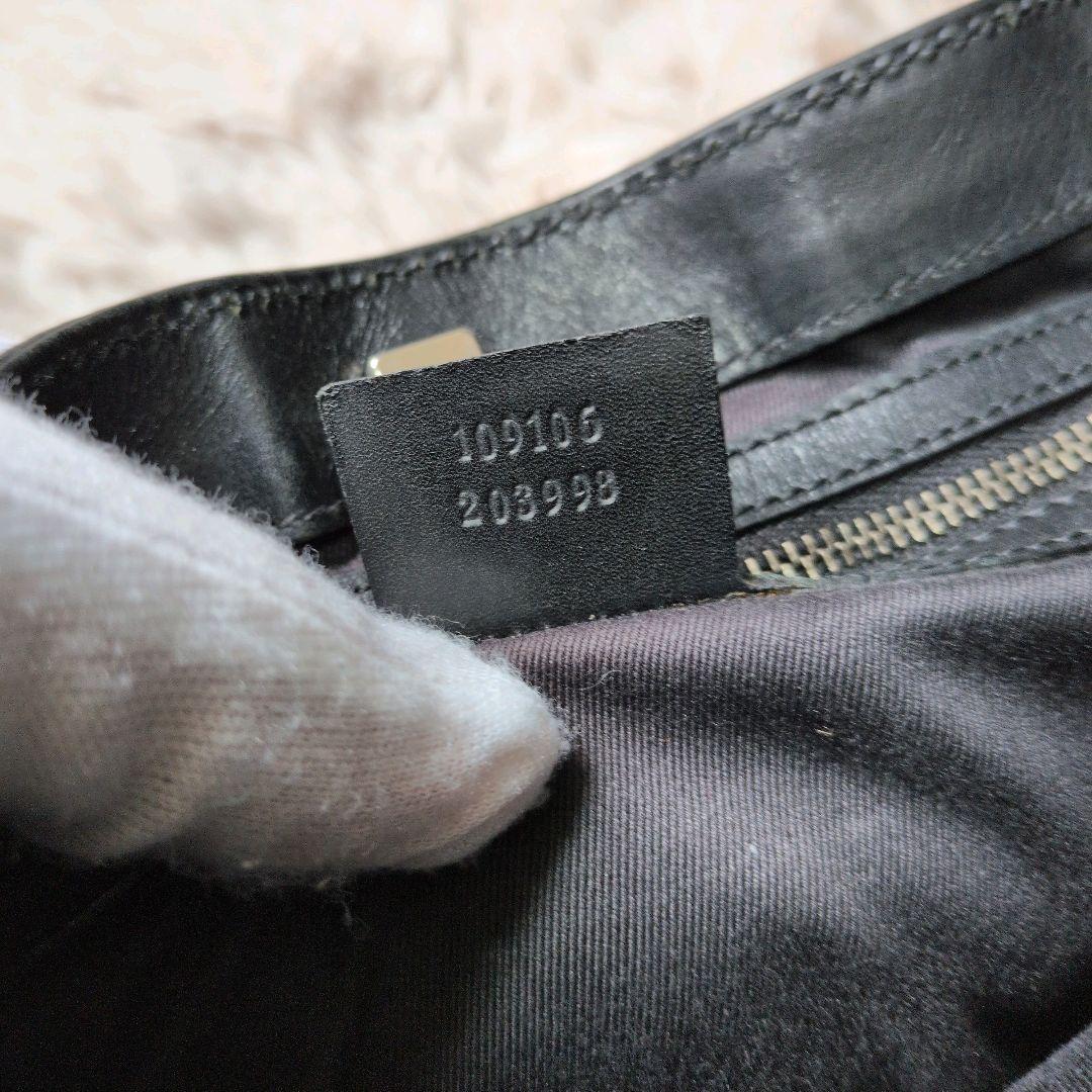 【良品】GUCCI グッチ ショルダーバッグ キャンバス レザー 黒