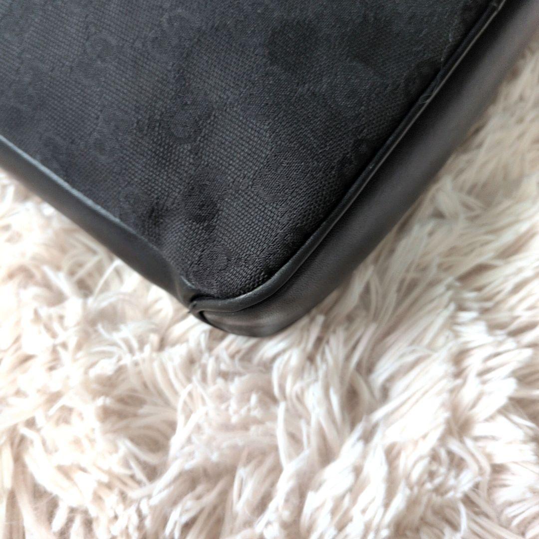 【良品】GUCCI グッチ ショルダーバッグ キャンバス レザー 黒