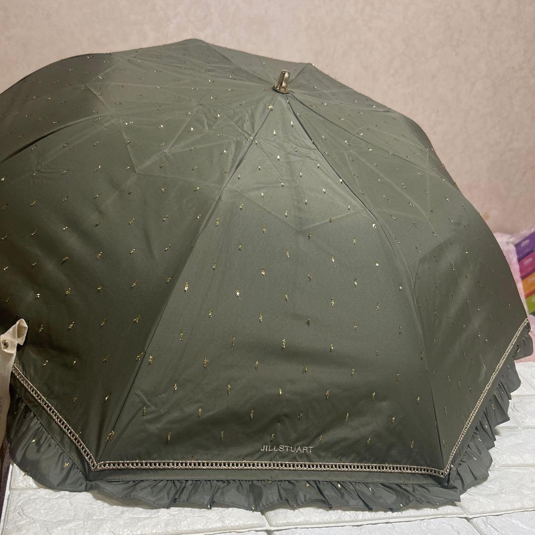 新品ジルスチュアート　楽折り日傘　晴雨兼用　一級遮光　カーキ