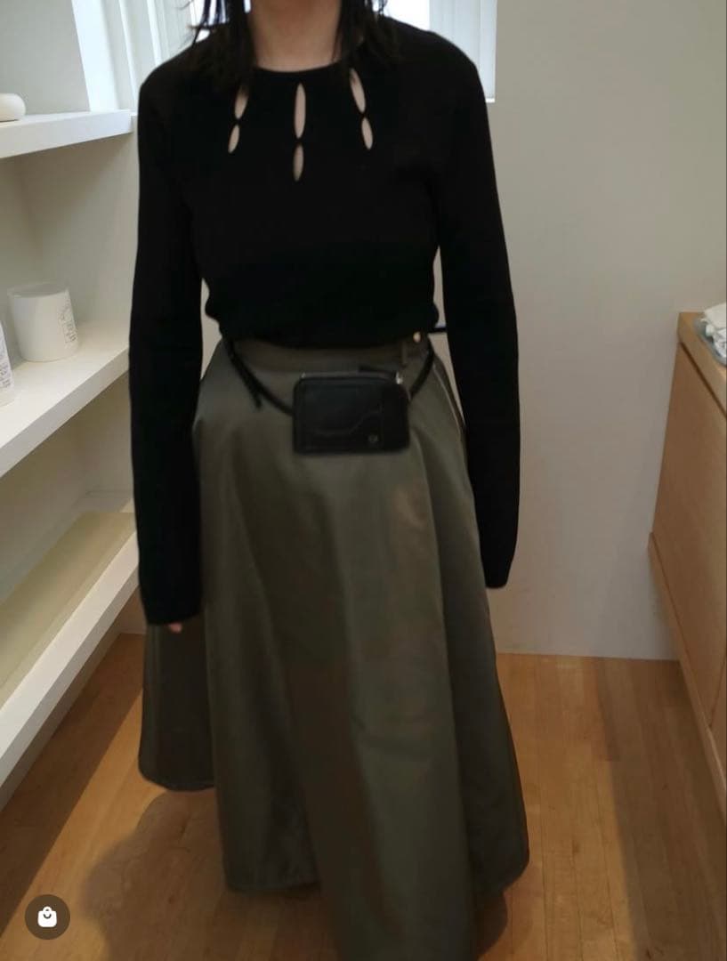 トップス MANOF HOLE KNIT TOPS BLACK