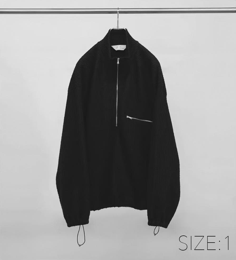 トップス ANCELLM CUT STRIPE HALF ZIP BLACK1