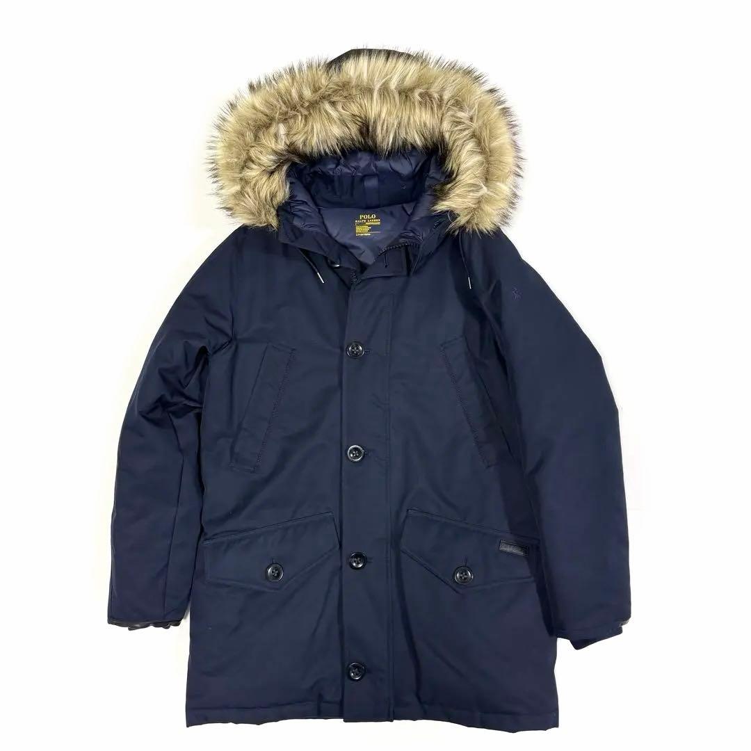 ポロラルフローレン ダウンジャケット ポニー フード ファー 近年 ネイビー S