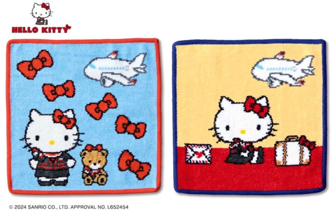 JAL×フェイラー機内販売 ハローキティ タオルハンカチ 2枚セット