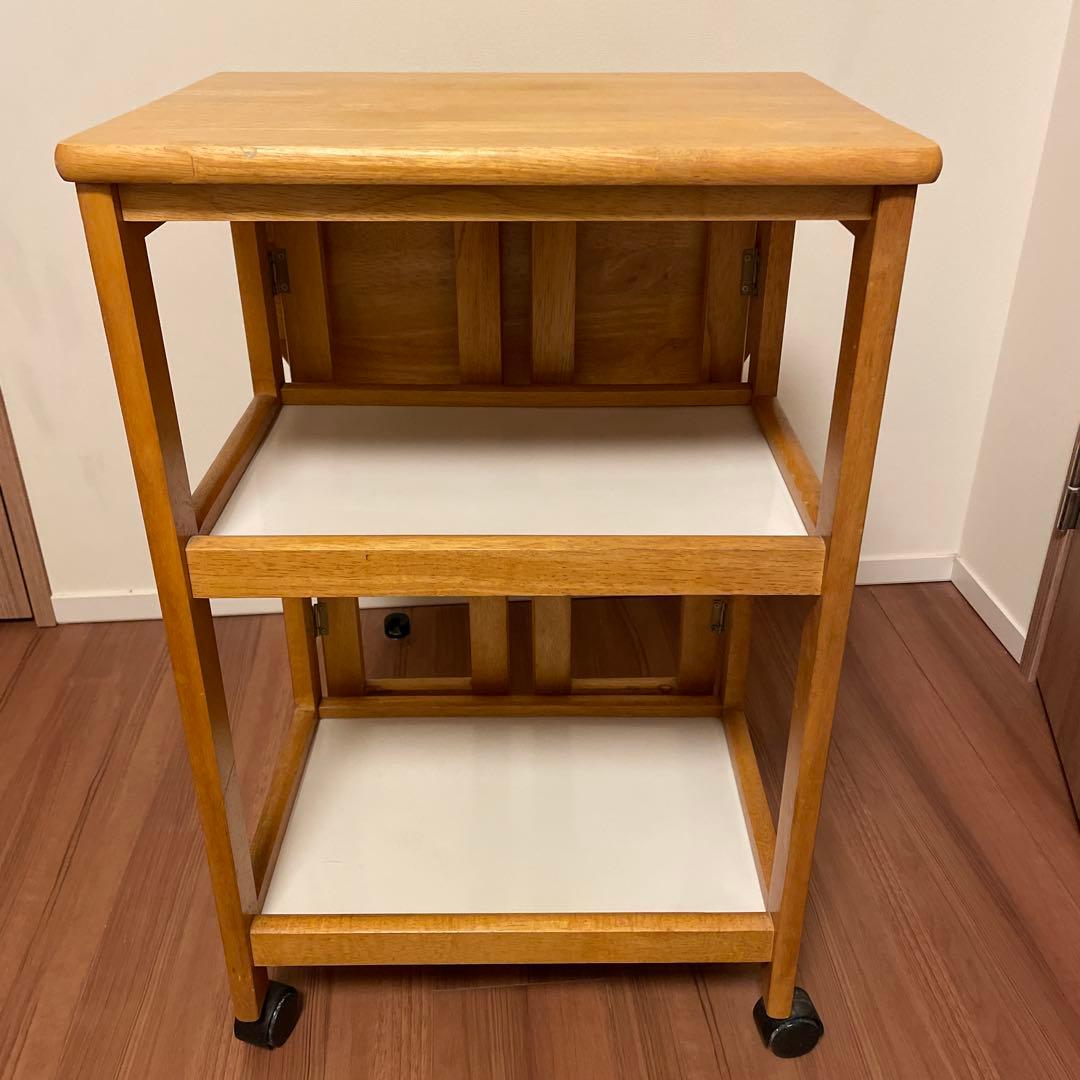 ✨土日セール✨ニトリ　木製キッチンワゴン キャスター付き
