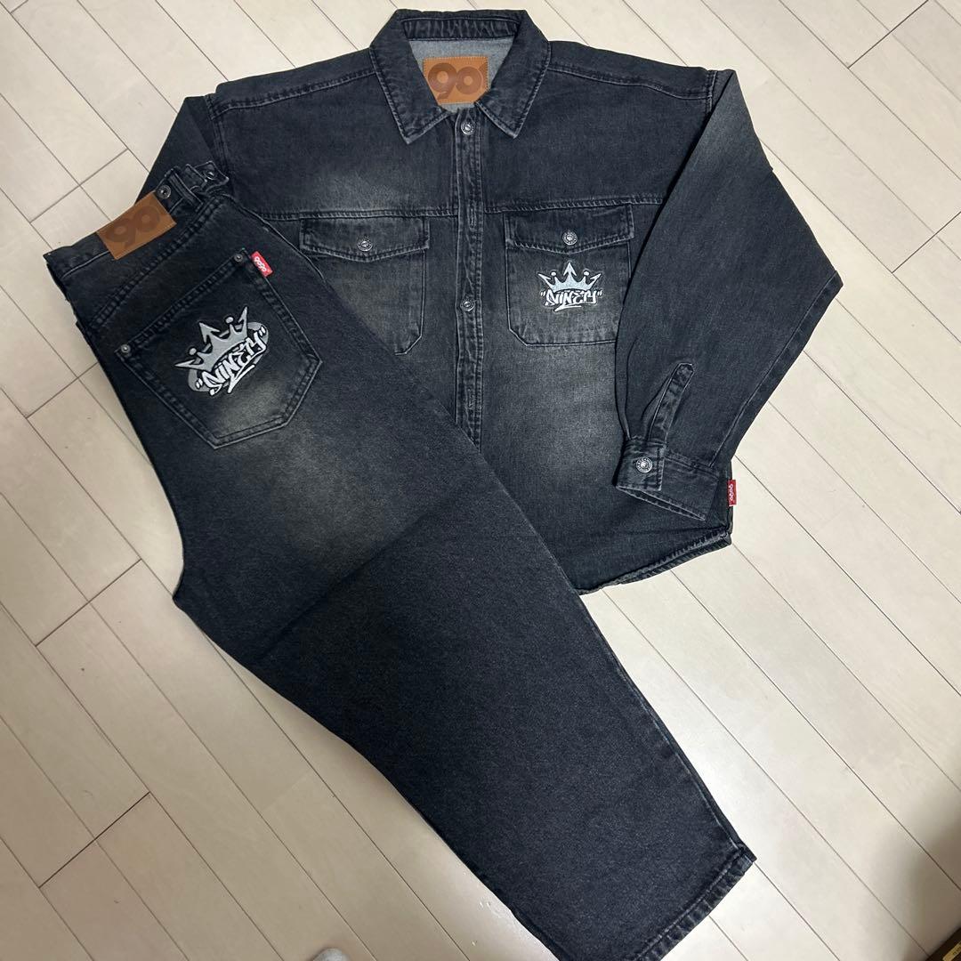 9090デニムセットアップ　BLACK