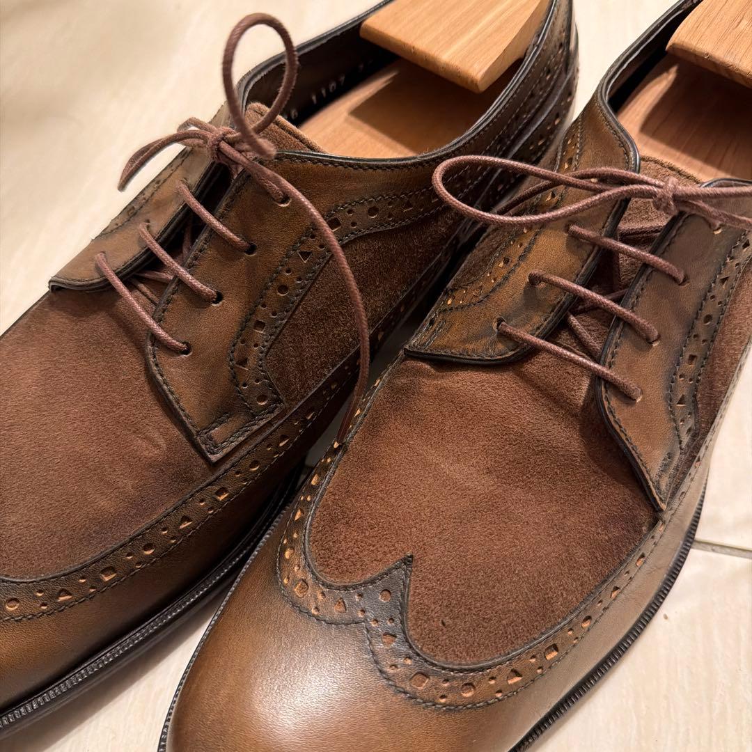 【美品】LANVIN COLLECTION スウェードウィングチップ