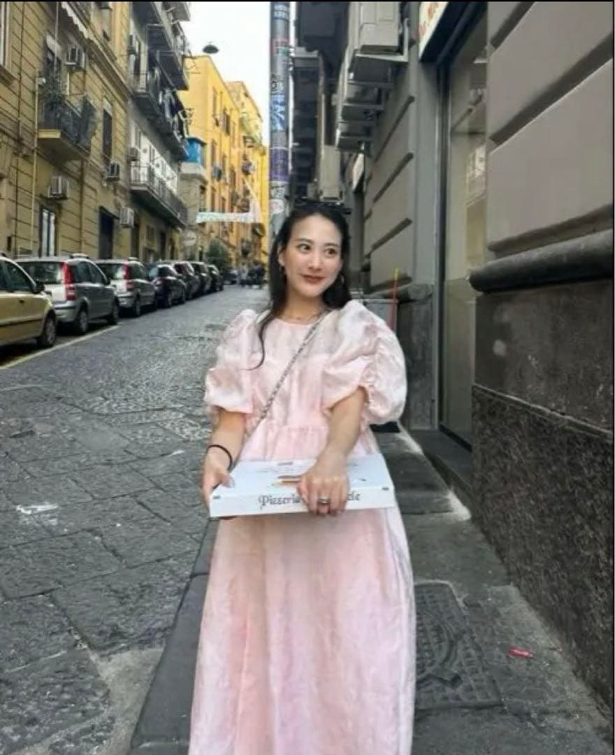 新品タグANDRESD bubble sleeve jacquard dress