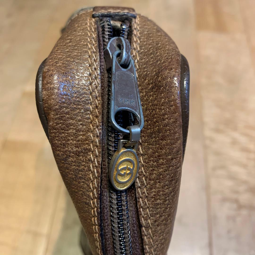 GUCCI グッチ クラッチバッグ セカンドバッグ GGキャンバス シェリー 茶