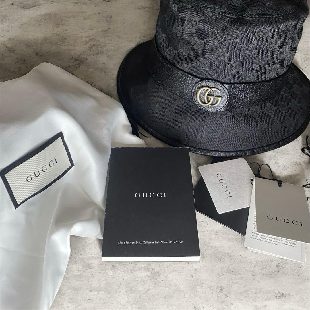 Top GUCCI 帽子 GGキャンバス バケットハット ブラック グッチ