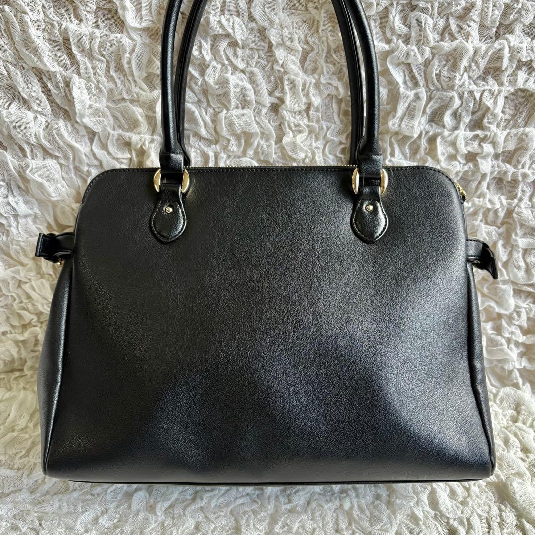 美品 マリークワント A4収納可 フロントファスナー横型 トート ブラック