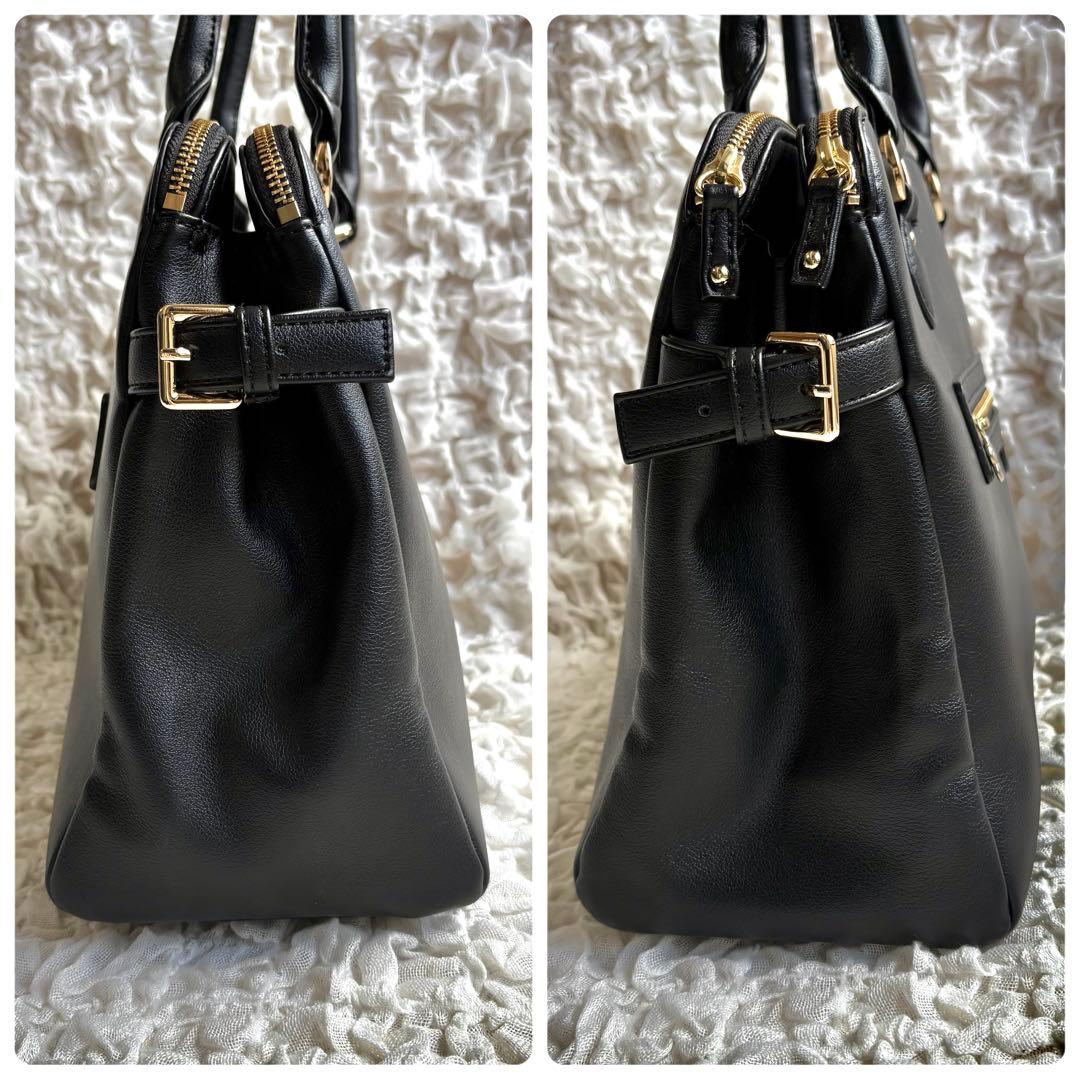 美品 マリークワント A4収納可 フロントファスナー横型 トート ブラック