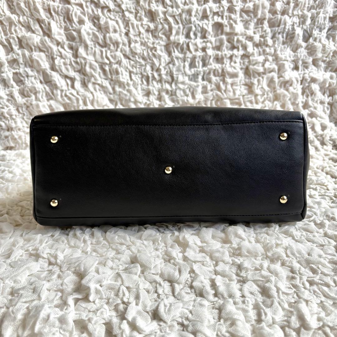 美品 マリークワント A4収納可 フロントファスナー横型 トート ブラック