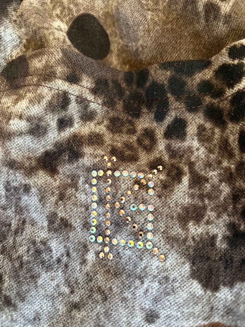 GK伊太利屋 アニマルプリントパンツ ビジュー付き　13号　黒茶系