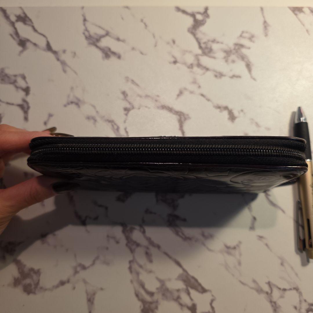 CHANEL フラワーエンボス 長財布 ブラック