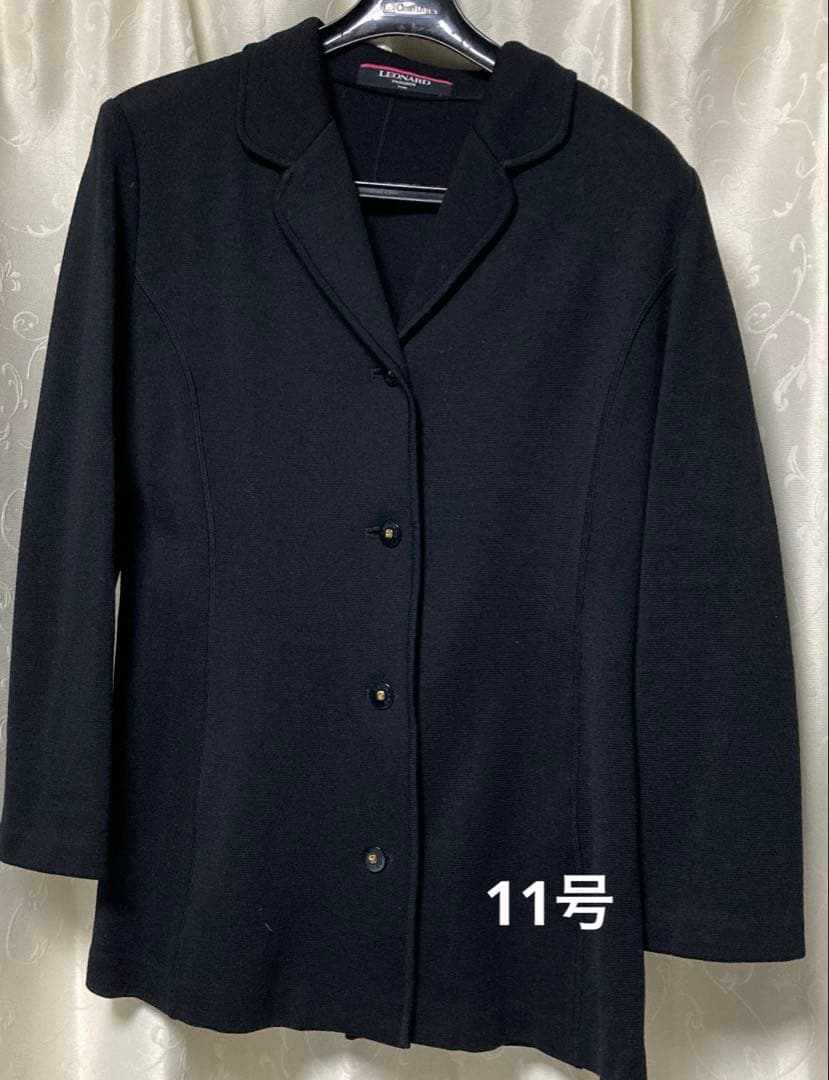 LEONARD ブラックテーラードジャケット　11号　made in JAPAN
