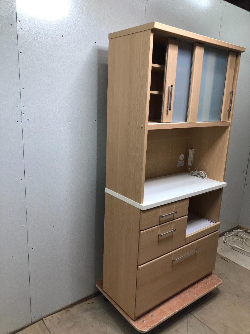 ニトリ 食器棚 RIPE-90KBS キッチン・レンジボード　250329-1